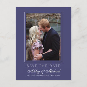 Cartão Postal De Anúncio Chic Marinho Save the Date Foto de Noivado