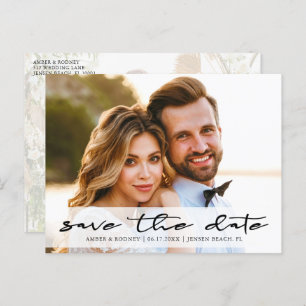 Cartão Postal De Anúncio Chic Moderno Salve a Foto da Data