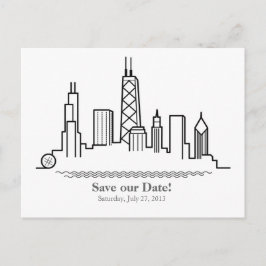 Cartão Postal De Anúncio Chicago Salve o Skyline da Cidade de Data