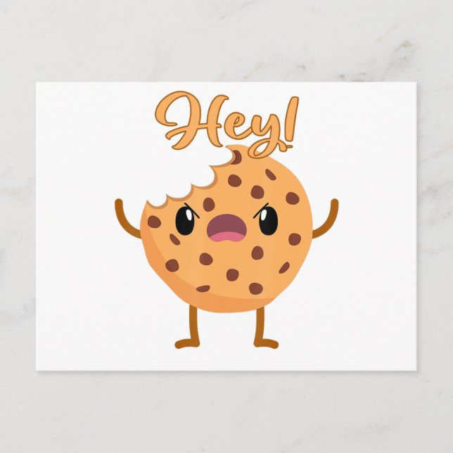 Cartão Postal De Anúncio Chip Cookie Engraçado Uma Mordida Tirada (Frente)
