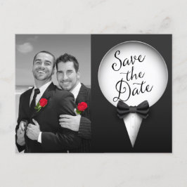 Cartão Postal De Anúncio Chique Moderno Elegante Foto de Tuxedo Gay Save th
