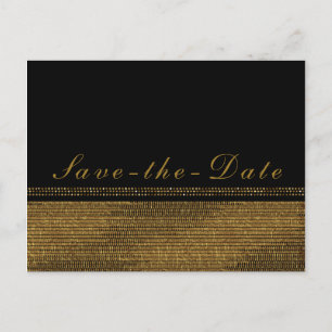 Cartão Postal De Anúncio Chique Preto e Dourado Brilho Glam Save the Date