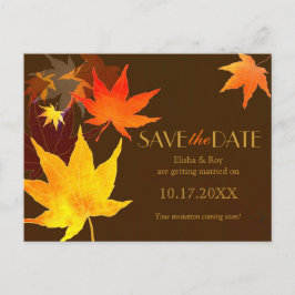 Cartão Postal De Anúncio Chocolate Brown Maple Leaf Casamento Salva Data