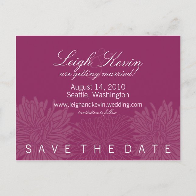 Cartão Postal De Anúncio Chrysanthemum Blossom Salva a Data (Frente)