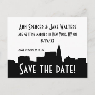 Cartão Postal De Anúncio Chrysler Silhueta 01B de NYC Save the Date
