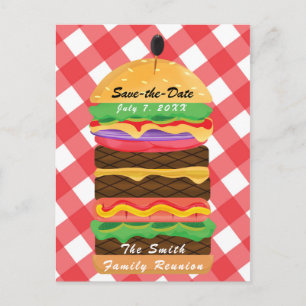 Cartão Postal De Anúncio Churrasco de Verão Hambúrguer Vermelho Festa de Ch