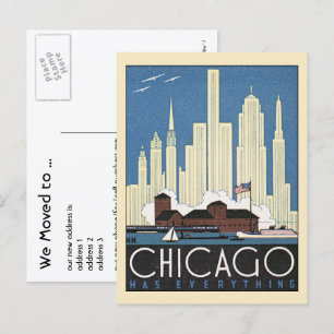 Cartão Postal De Anúncio Cidade Vintage, Chicago, Illinois, Mudança de Ende