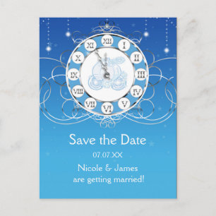 Cartão Postal De Anúncio Cinderela Quase Meia-Noite Prata Salvar Data