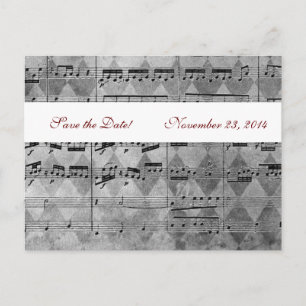 Cartão Postal De Anúncio Cinza Black Music Chevron - Salvar a Data