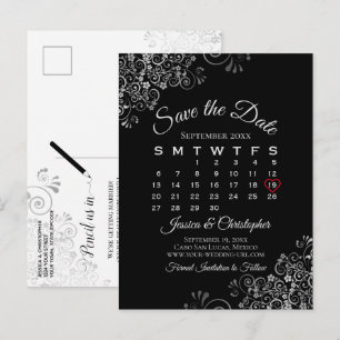 Cartão Postal De Anúncio Cinza Lacy no Black Wedding Salvar o Calendário d