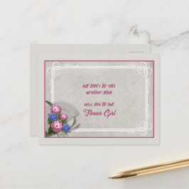 Cartão Postal De Anúncio Cinza Rosa Azul Flor Buquê Flor