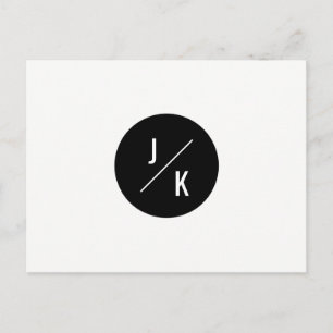 Cartão Postal De Anúncio Círculo monocromático simples salvar data - cart