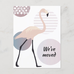 Cartão Postal De Anúncio Círculos Artísticos Chic Rosa Flamingo Novo Endere