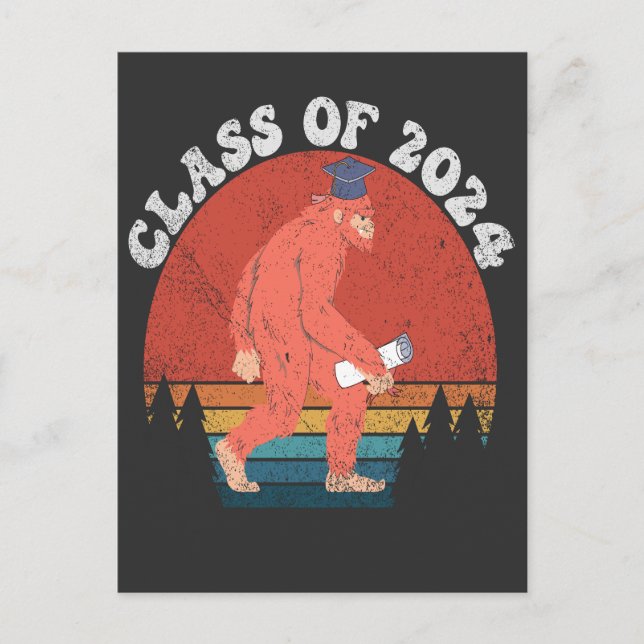 Cartão Postal De Anúncio Classe De Graduação Funny 2024 - Presente Retroati (Frente)