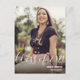 Cartão Postal De Anúncio Classe de Nome de Foto do Formando feminino 2021