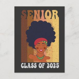 Cartão Postal De Anúncio Classe Sênior 2025 Preto Inteligente Afro Melanina