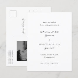Cartão Postal De Anúncio Clássico Casamento Atemporal Salve a Data