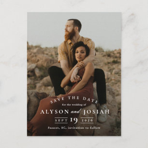 Cartão Postal De Anúncio Clássico Casamento Foto Save The Date Elegante