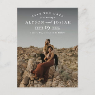 Cartão Postal De Anúncio Clássico Casamento Foto Save The Date Elegante