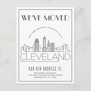 Cartão Postal De Anúncio Cleveland, Ohio Moderno Deco   Mudança de Endereço
