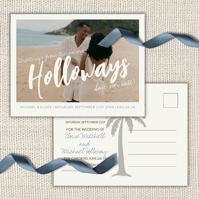 Cartão Postal De Anúncio Coastal Destination Wedding Photo Save the Date  (Coastal Destination Wedding Photo Save the Date Announcement Postcard)