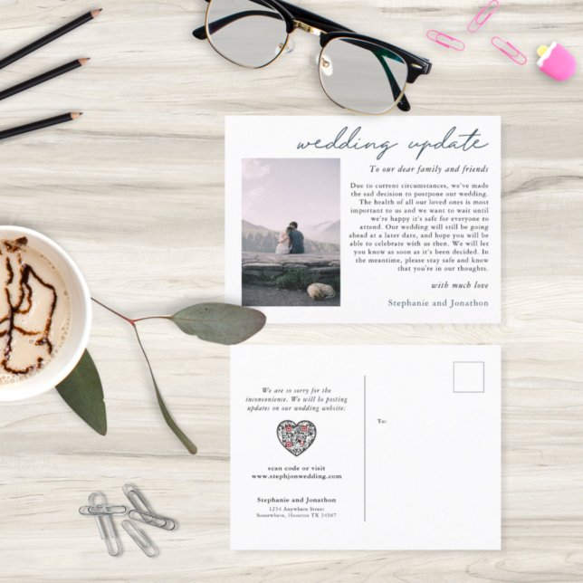 Cartão Postal De Anúncio Código QR de atualização de fotos de adiamento de  (Criador carregado)