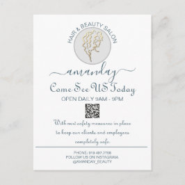 Cartão Postal De Anúncio Código QR de Cabelereiro do Logotipo Promocional B