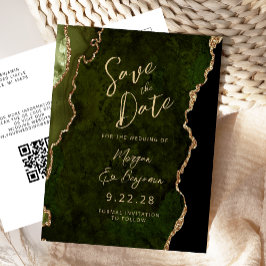 Cartão Postal De Anúncio Código QR de olive green gold Ágata para Save the