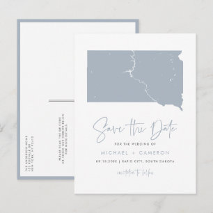 Cartão Postal De Anúncio Código QR do Mapa de Dakota do Sul em Azul Empoeir