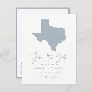 Cartão Postal De Anúncio Código QR do Mapa Estadual do Texas Dusty Blue Sal