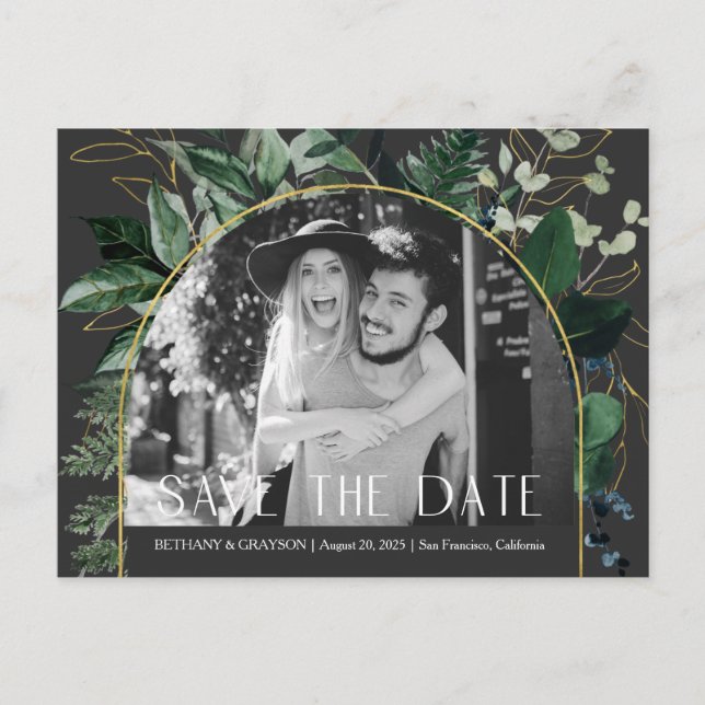 Cartão Postal De Anúncio Código QR, Foto botânica moderna e elegante salvar (Frente)