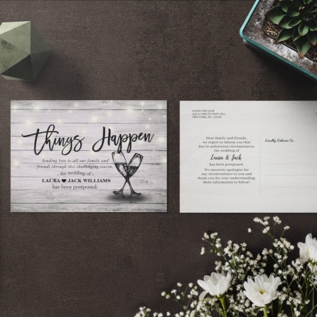 Cartão Postal De Anúncio Coisas acontecem Adiamento de Casamento Mudança de (Criador carregado)