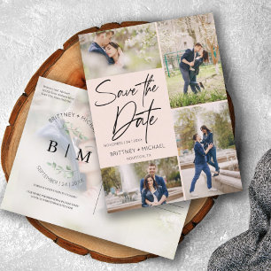 Cartão Postal De Anúncio Colagem Cor-de-Rosa Esmaecida com Letra Mão Salvar