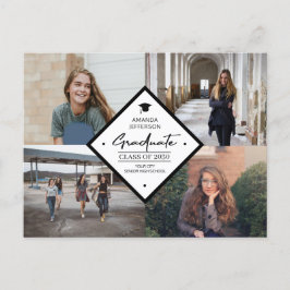 Cartão Postal De Anúncio colagem de 4 fotos graduação moderna elegante scri
