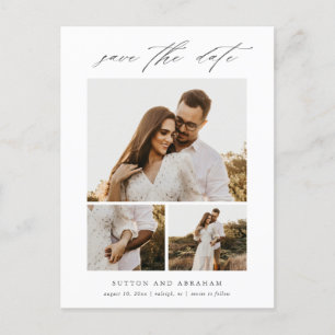 Cartão Postal De Anúncio Colagem de Fotos com Letra Elegante Moderna Save T