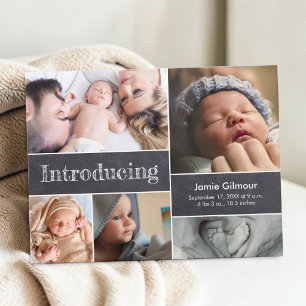 Cartão Postal De Anúncio Colagem de Fotos de Bebê Recém-Nascido na Lousa