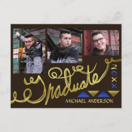 Cartão Postal De Anúncio Colagem de Fotos de Formatura 2023 Tipografia Dour