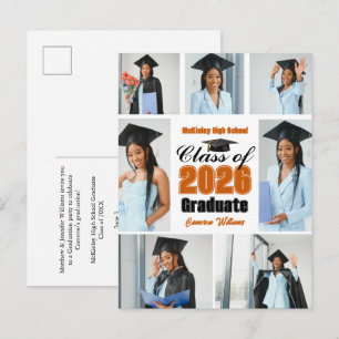 Cartão Postal De Anúncio Colagem de Fotos de Formatura da Turma Laranja de 