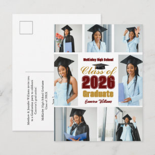 Cartão Postal De Anúncio Colagem de Fotos de Graduação Marrom Dourado da Tu