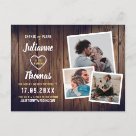 Cartão Postal De Anúncio Colagem de Fotos em Madeira Rústica Elegante Mudan