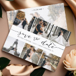 Cartão Postal De Anúncio Colagem de Fotos Moderna Salva a Data<br><div class="desc">Escolha as melhores fotos de sua filmagem de noivado ou suas fotos favoritas de vocês dois para salvar a data perfeita. As palavras salvar a data são manuscritas para dar uma sensação pessoal ao cartão. A frente tem 6 imagens e a parte traseira tem uma grande imagem com um filtro...</div>