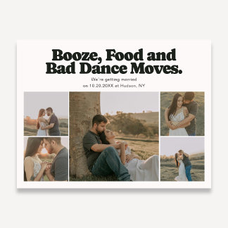 Cartão Postal De Anúncio Colagem de Fotos Retrô de Bebida Casamento Save Th