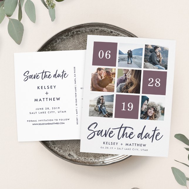 Cartão Postal De Anúncio Colagem de Grade | Data de salvamento da foto (Criador carregado)