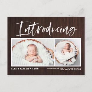 Cartão Postal De Anúncio Colagem de Madeira Rústica Caligrafia a Pincel Anú