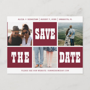 Cartão Postal De Anúncio Colagem fotográfica moderna tipografia salvar data