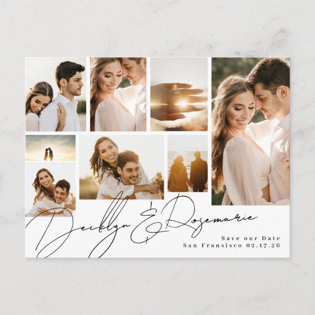 Cartão Postal De Anúncio Colagem Personalizável com Múltiplas Fotos Save Th (Frente)