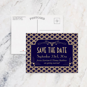 Cartão Postal De Anúncio Coleção de Casamento Gatsby Art Deco Vintage dos A