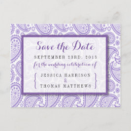 Cartão Postal De Anúncio Coleção de Casamentos de Paisley Moderno - Roxo