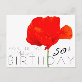 Cartão Postal De Anúncio Coleção POPPY 50º Aniversário Salvar a Data