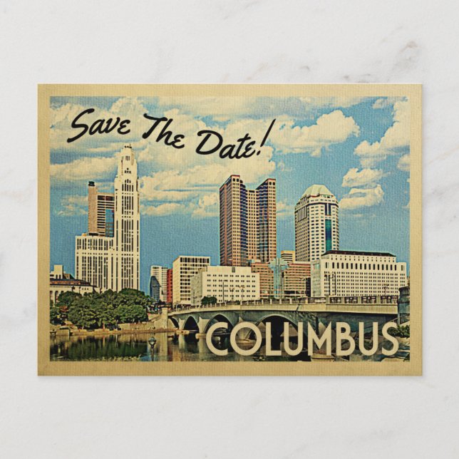 Cartão Postal De Anúncio Columbus Salve A Data Ohio (Frente)